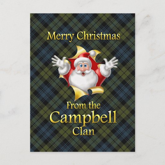 Cartes Pour Fêtes Annuelles Joyeux Noël du clan Campbell (Devant)