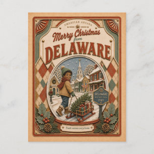 Cartes Pour Fêtes Annuelles Joyeux Noël du Delaware Vintage Snow Globe