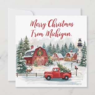 Cartes Pour Fêtes Annuelles Joyeux Noël du Michigan – Hiver cosy