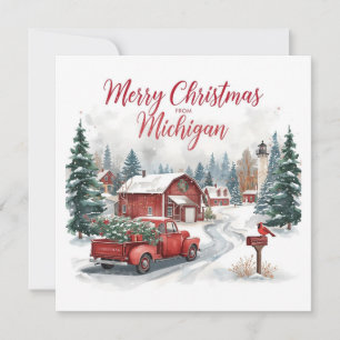 Cartes Pour Fêtes Annuelles Joyeux Noël du Michigan – Hiver cosy