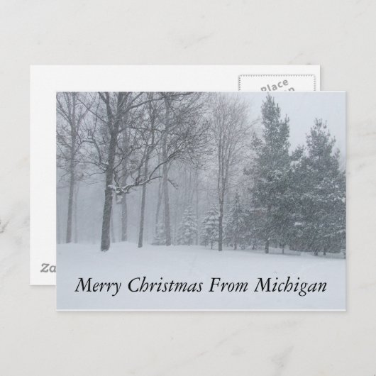 Cartes Pour Fêtes Annuelles Joyeux Noël du Michigan Winter Snow Postca (Devant / Derrière)