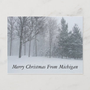 Cartes Pour Fêtes Annuelles Joyeux Noël du Michigan Winter Snow Postca