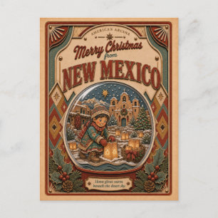Cartes Pour Fêtes Annuelles Joyeux Noël du Nouveau-Mexique Vintage Boule à Nei