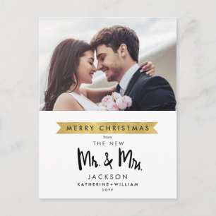 Cartes Pour Fêtes Annuelles Joyeux Noël Du Nouveau Mr & Mrs Une Photo