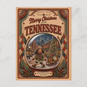 Cartes Pour Fêtes Annuelles Joyeux Noël du Tennessee Boule à neige vintage