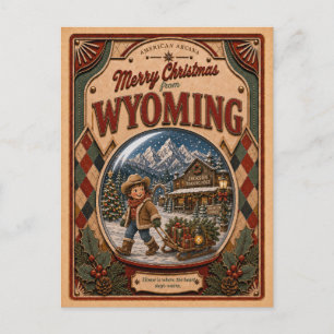 Cartes Pour Fêtes Annuelles Joyeux Noël du Wyoming Vintage Boule à Neige