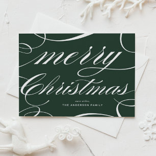 Cartes Pour Fêtes Annuelles Joyeux Noël écriture élégante florissante verte
