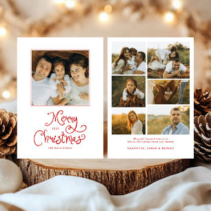 Cartes Pour Fêtes Annuelles Joyeux Noël Écriture Fantaisiste Famille 7 Photos