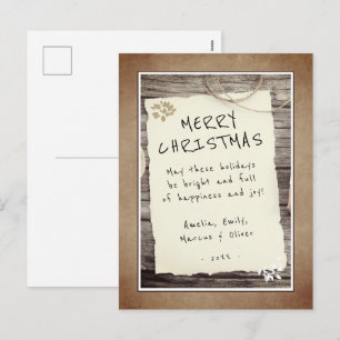 Cartes Pour Fêtes Annuelles Joyeux Noël écriture papier vieux bois rustique 