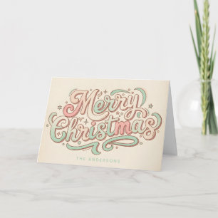 Cartes Pour Fêtes Annuelles Joyeux Noël écriture pastel fantaisiste