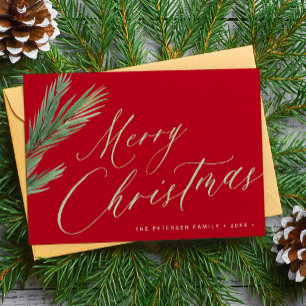 Cartes Pour Fêtes Annuelles Joyeux Noël écriture rouge vert simple