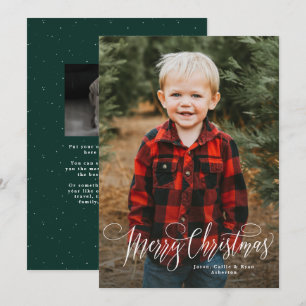 Cartes Pour Fêtes Annuelles Joyeux Noël écriture simple photo verte