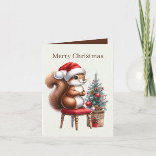 Cartes Pour Fêtes Annuelles Joyeux Noël écureuil ajouter un message