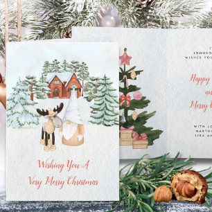 Cartes Pour Fêtes Annuelles Joyeux Noël Editable Gnome Winter Wonderland
