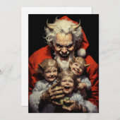 Cartes Pour Fêtes Annuelles Joyeux Noël Éffrayant Horreur Devil Père Noël (Devant / Derrière)