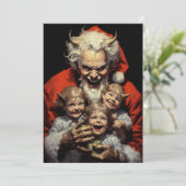 Cartes Pour Fêtes Annuelles Joyeux Noël Éffrayant Horreur Devil Père Noël (Debout devant)