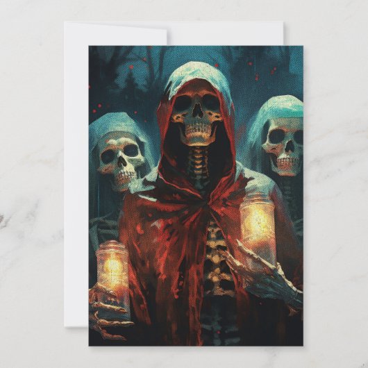 Cartes Pour Fêtes Annuelles Joyeux Noël Éffrayant Skeletons gothiques (Devant)