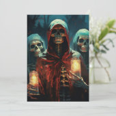 Cartes Pour Fêtes Annuelles Joyeux Noël Éffrayant Skeletons gothiques (Debout devant)