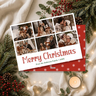 Cartes Pour Fêtes Annuelles Joyeux Noël élégant 6 Collage de photos de famille