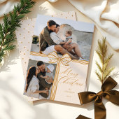 Cartes Pour Fêtes Annuelles Joyeux Noël Elegant Bow & Ribbon Photo Collage