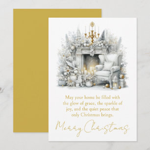 Cartes Pour Fêtes Annuelles Joyeux Noël Élégant Cheminée avec Lustre