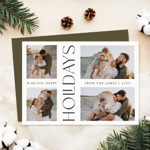 Cartes Pour Fêtes Annuelles Joyeux Noël Élégant Collage de quatre photos