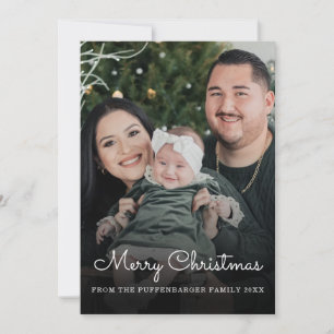 Cartes Pour Fêtes Annuelles Joyeux Noël Élégant Écriture Blanche Photo de Fami