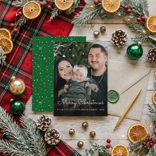 Cartes Pour Fêtes Annuelles Joyeux Noël Élégant Écriture Blanche Photo de Fami