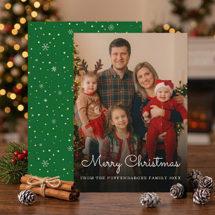 Cartes Pour Fêtes Annuelles Joyeux Noël Élégant Écriture Blanche Photo de Fami