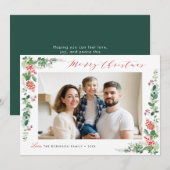 Cartes Pour Fêtes Annuelles joyeux Noël élégant feuillage d'hiver (Devant / Derrière)