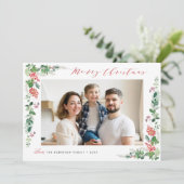 Cartes Pour Fêtes Annuelles joyeux Noël élégant feuillage d'hiver (Debout devant)