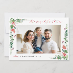 Cartes Pour Fêtes Annuelles joyeux Noël élégant feuillage d'hiver