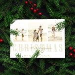 Cartes Pour Fêtes Annuelles Joyeux Noël Elegant Gold Calligraphie 4 Photo<br><div class="desc">Ce design présente un Joyeux Noël,  avec script de calligraphie or,  avec un 4 quatre modèle photo,  une typographie moderne et minimaliste,  simple,  avec un élégant collage photo,  des cartes photos de vacances parfaits,  avec élégant script minimal,  classique,  or.</div>