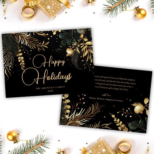 Cartes Pour Fêtes Annuelles Joyeux Noël Elegant Gold Festive Verdure
