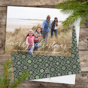 Cartes Pour Fêtes Annuelles Joyeux Noël Elegant Green Snowflake 1 Photo