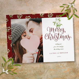 Cartes Pour Fêtes Annuelles Joyeux Noël Élégant Gui Couples Photo