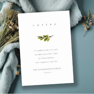 Cartes Pour Fêtes Annuelles Joyeux Noël Élégant Minimaliste Branche de Pin