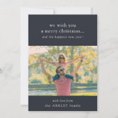 Cartes Pour Fêtes Annuelles Joyeux Noël | Elegant Navy Blue Family Photo (Devant)