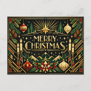 Cartes Pour Fêtes Annuelles Joyeux Noël Élégant Or Art Déco