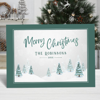 Cartes Pour Fêtes Annuelles Joyeux Noël Elégant Pays Hiver Art Scène