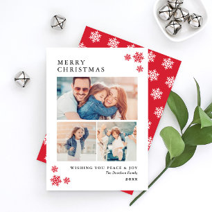 Cartes Pour Fêtes Annuelles Joyeux Noël Elégant Rouge Photo Collage