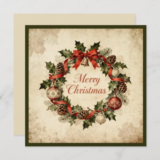 Cartes Pour Fêtes Annuelles Joyeux Noël Élégant Rustique Simple Typographie (Devant / Derrière)