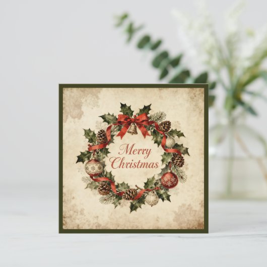 Cartes Pour Fêtes Annuelles Joyeux Noël Élégant Rustique Simple Typographie (Debout devant)