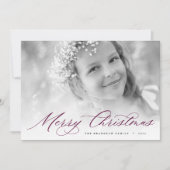 Cartes Pour Fêtes Annuelles Joyeux Noël | Élégant script photo (Devant)