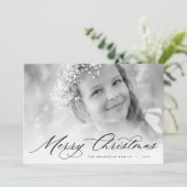 Cartes Pour Fêtes Annuelles Joyeux Noël | Élégant script photo (Debout devant)