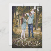 Cartes Pour Fêtes Annuelles Joyeux Noël Élégant Script Photo Noël (Devant)