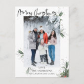 Cartes Pour Fêtes Annuelles Joyeux Noël Élégant Script Photo Noël (Devant)