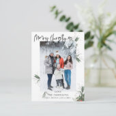 Cartes Pour Fêtes Annuelles Joyeux Noël Élégant Script Photo Noël (Debout devant)