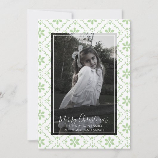 Cartes Pour Fêtes Annuelles Joyeux Noël Élégant Script Photo Snowflake (Devant)