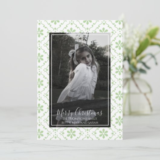 Cartes Pour Fêtes Annuelles Joyeux Noël Élégant Script Photo Snowflake (Debout devant)